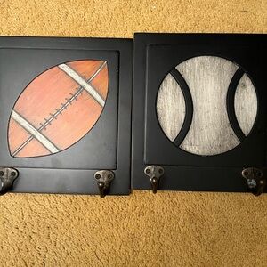 Kids Room Decor Football Baseball Clothes Coat Hook Hanger Set Play Room Daycare